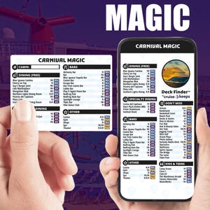 Carte per la ricerca del mazzo per Carnival Magic Ship - Carta per la localizzazione delle caratteristiche della crociera e carta telefonica (digitale - download immediato e stampabile)