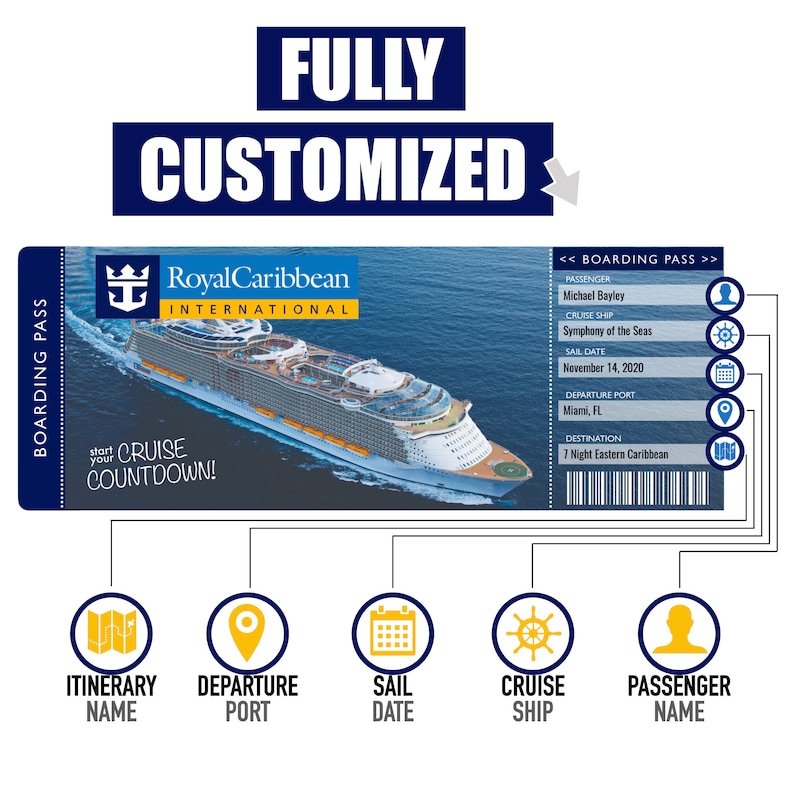 Royal Caribbean Cruise Ticket Fully Customizable Instant Etsy Canada