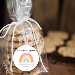 Rainbow bedankstickers – 20 counts | Sticker liefde en licht | Klein cadeaulabel | Etiket met bedankje voor dankbaarheid
