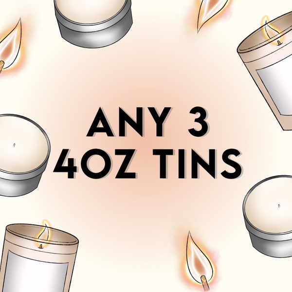 CHOOSE YOUR OWN | Any 3 4oz Tin Candle Bundle | bookish candles | character candles | 4oz tin candles | gift ideas | discount pack