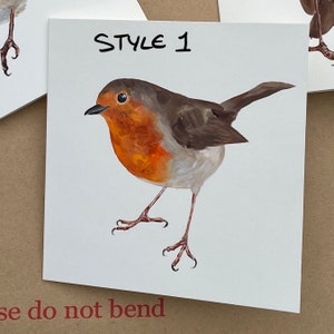 Hand Painted Original Artwork Robin Art Oil Painting Handmade Christmas Birthday Blank Note Greeting Card NOT A PRINT image 6