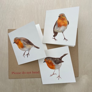 Hand Painted Original Artwork Robin Art Oil Painting Handmade Christmas Birthday Blank Note Greeting Card NOT A PRINT image 1