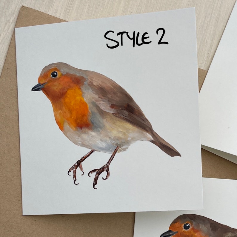 Hand Painted Original Artwork Robin Art Oil Painting Handmade Christmas Birthday Blank Note Greeting Card NOT A PRINT image 7