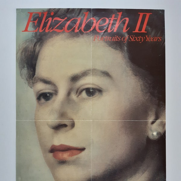 Affiche d'art originale de la reine Elizabeth II pliée