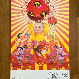 Luo Brothers signed football poster image 1