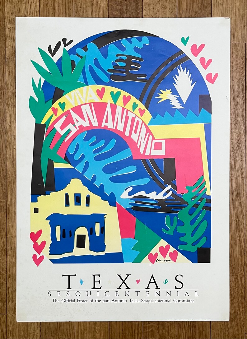 Texas Sesquicentennial original art poster image 1