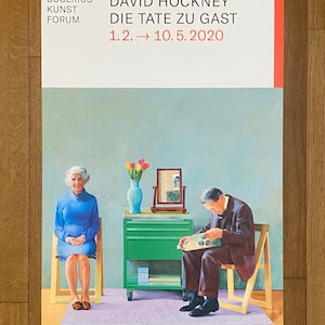 Cartel original de la exposición de David Hockney.