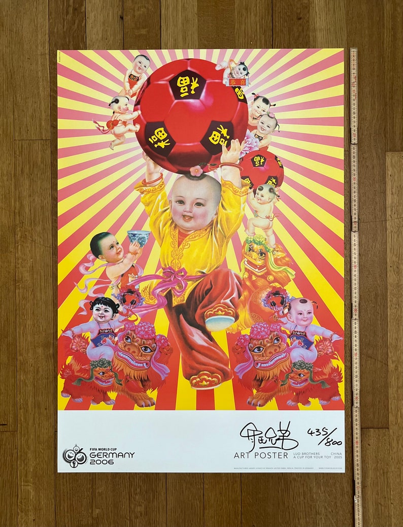 Luo Brothers signed football poster image 5