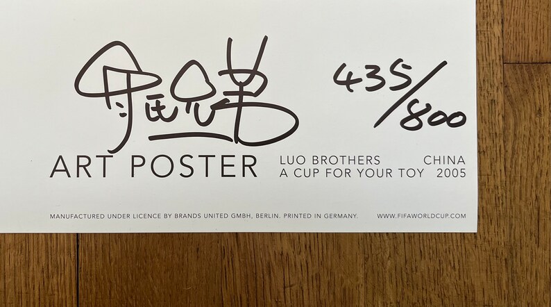 Luo Brothers signed football poster image 3