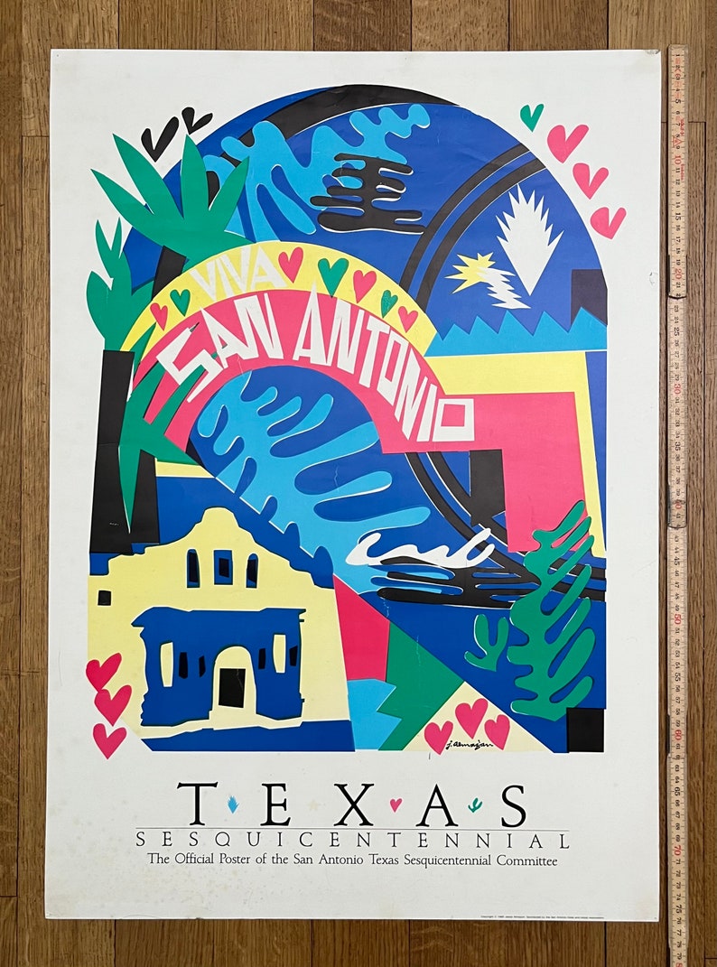 Texas Sesquicentennial original art poster image 6