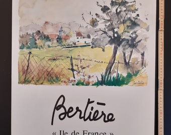 Vintage 1977 Bertiére Galerie Médicis French Exhibition Poster Vintage 1977 Bertiére Galerie Médicis French Exhibition Poster