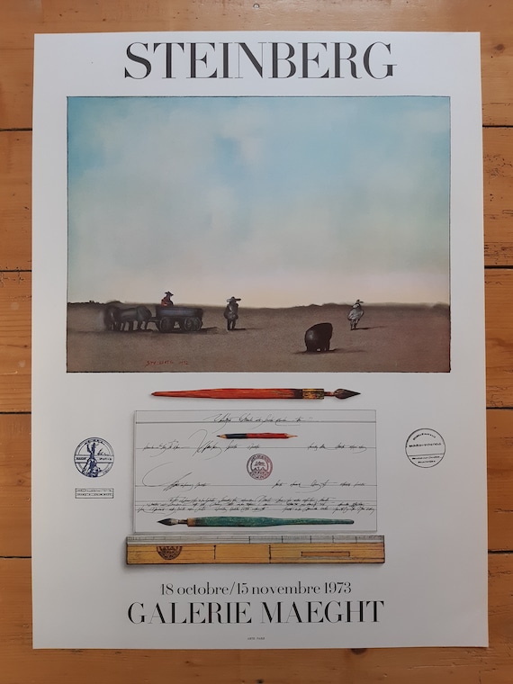 ソール・スタインバーグ オリジナルアートポスター - 22.4インチ×30.7