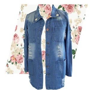 White Flower Jean Jacket