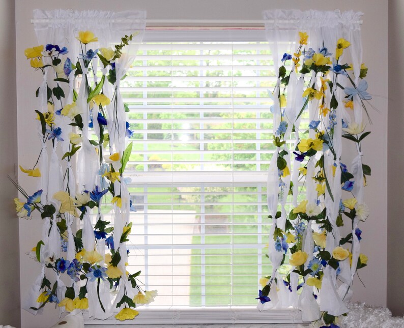Flower Curtains Hanging Flower Curtains Dorm Room College Etsy