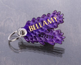 Lavender and Lilac Leather Double Dog ID Name Tag With Phone Number for Collar