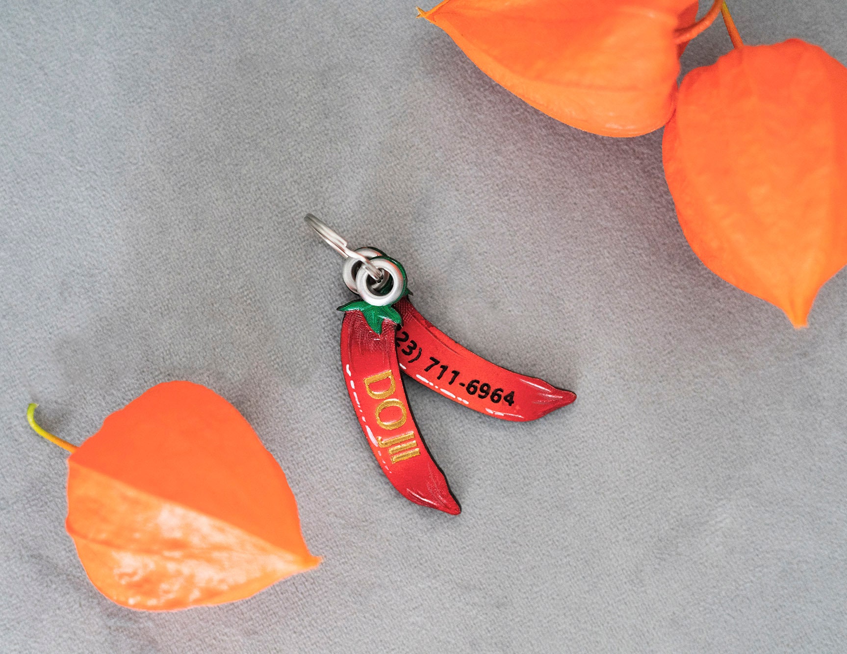 Chili Pepper Dog Tag Name ID for Collar Customised Natural Etsy
