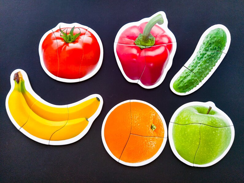 6 piece set included:
●apple
●banana
●orange
●tomato
●pepper
●cucumber