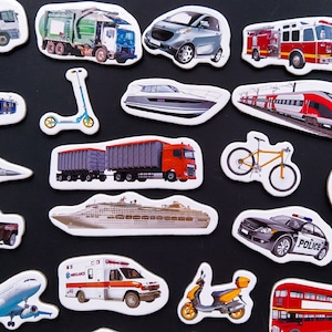 Magneti per il trasporto per bambini, set da 25 magneti per bambini piccoli, set di giocattoli per attività con veicoli, giocattoli educativi, regalo per bambini, magneti per il frigorifero