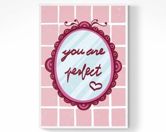 You Are Perfect Inspirational Print: Digitaler Download, Poster Selbstliebe, aufbauendes Zitat