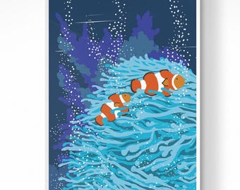 Clownfisch Print: Unterwasserwelt, Kinderzimmer Dekor (Digitaler Download)