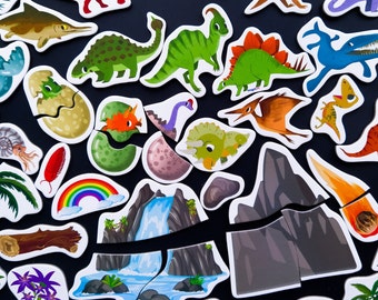 Dinosaurier Magnete für Kinder: 67 Stück, Volcano Valley Lernspielzeug, Jurassic Park