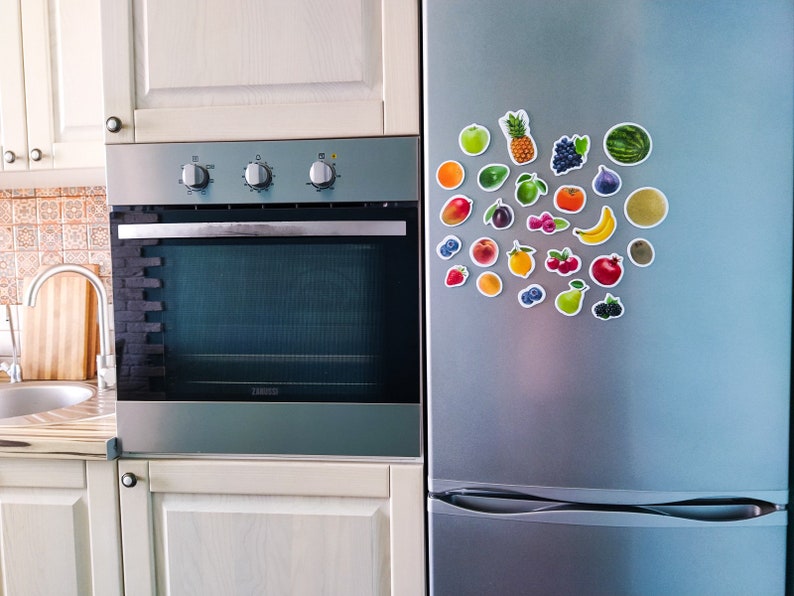Realistische Lebensmittel Magnete, Set von 25 Früchten, Magnete für Kinder, Kühlschrankmagnete Set, Lernmittel, Kleinkindmagnete, Küchendekor Bild 8