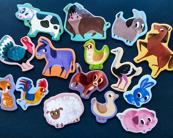 Aimants animaux de la ferme pour enfants, lot de 15, cadeau pour bébé, jouet éducatif pour tout-petit, jeu d'apprentissage pour bébé