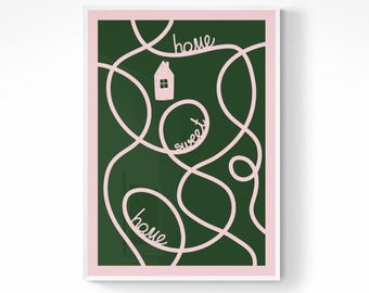 Home Sweet Home Print: Einfaches Zitat, digitaler Download, ästhetisches Wanddekor