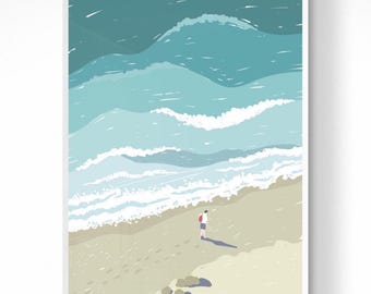 Luftaufnahme Strandbild: Sommer am Meer, Küstenwandkunst (Digitaler Download)