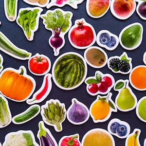 Imanes de frutas y verduras, juego de 50, imanes de nevera para niños, imanes de comida realistas, juguete educativo, imanes para niños pequeños, decoración de cocina
