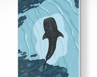 Walhai Poster: Unterwasser Kunst am Strand, Strand Dekor (Digitaler Download)