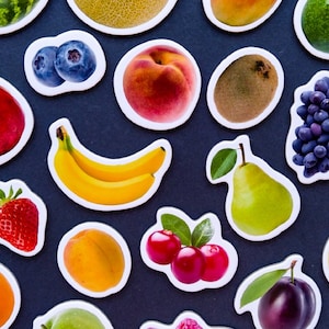 Imanes de comida realistas, Juego de 25 frutas, Imanes para niños, Juego de imanes para el refrigerador, Educativo, Imanes para niños pequeños, Decoración de cocina