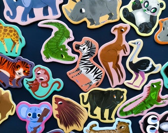 Safari Tiere Kühlschrankmagnete Set von 20: Lernspielzeug für den Kühlschrank
