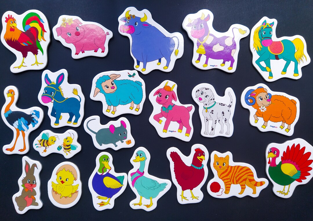 Farm Animals for Kids Fridge Set of 20 Cute Etsy