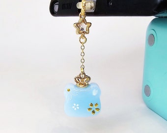Ciondolo per cellulare a forma di orsetto kawaii, tappo antipolvere a forma di orsetto pastello, tappo antipolvere Sakura in resina UV, tappo antipolvere USB C, tappo antipolvere per iPhone