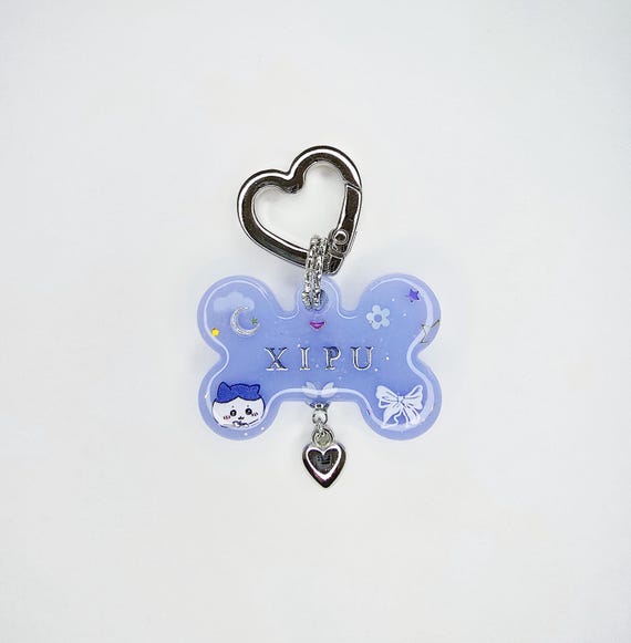 Periwinkle Japanese Cat Custom Dog Tag, Kawaii Cat Pet ID Tag, UV