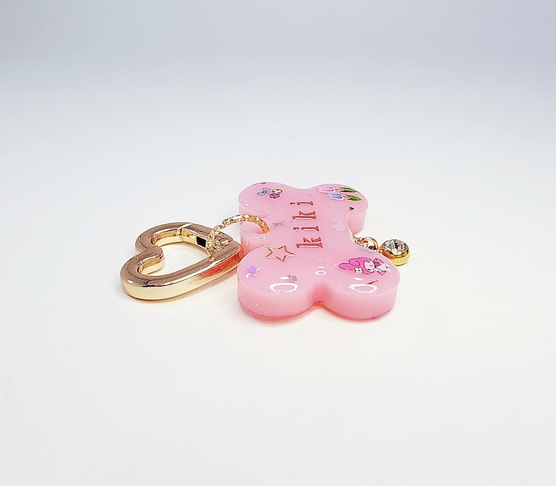 Pastel Pink Bunny Custom Dog Tag, Kawaii Characters Pet ID Tag, UV Resin Dog Tag, Personalized Dog Tag image 5