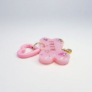 Pastel Pink Bunny Custom Dog Tag, Kawaii Characters Pet ID Tag, UV Resin Dog Tag, Personalized Dog Tag image 3