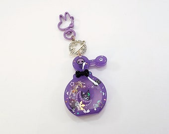 Purple Perfume Shaker Charm, Kawaii Japanese Rabbit Shaker Purse Charm, UV Resin White Rabbit Purse Charm