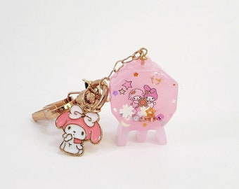 Pink Bunny Shaker Charm, Mini Bunny Shaker Purse Charm, UV Resin Mini Easel Shaker Charm, Bag Charm