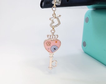 Heart Magic Wand Cell Phone Charm, Dino and Pork Cutlet Dust Plug, UV Resin Cell Phone Charm, USB C Dust Plug, iPhone Dust Plug