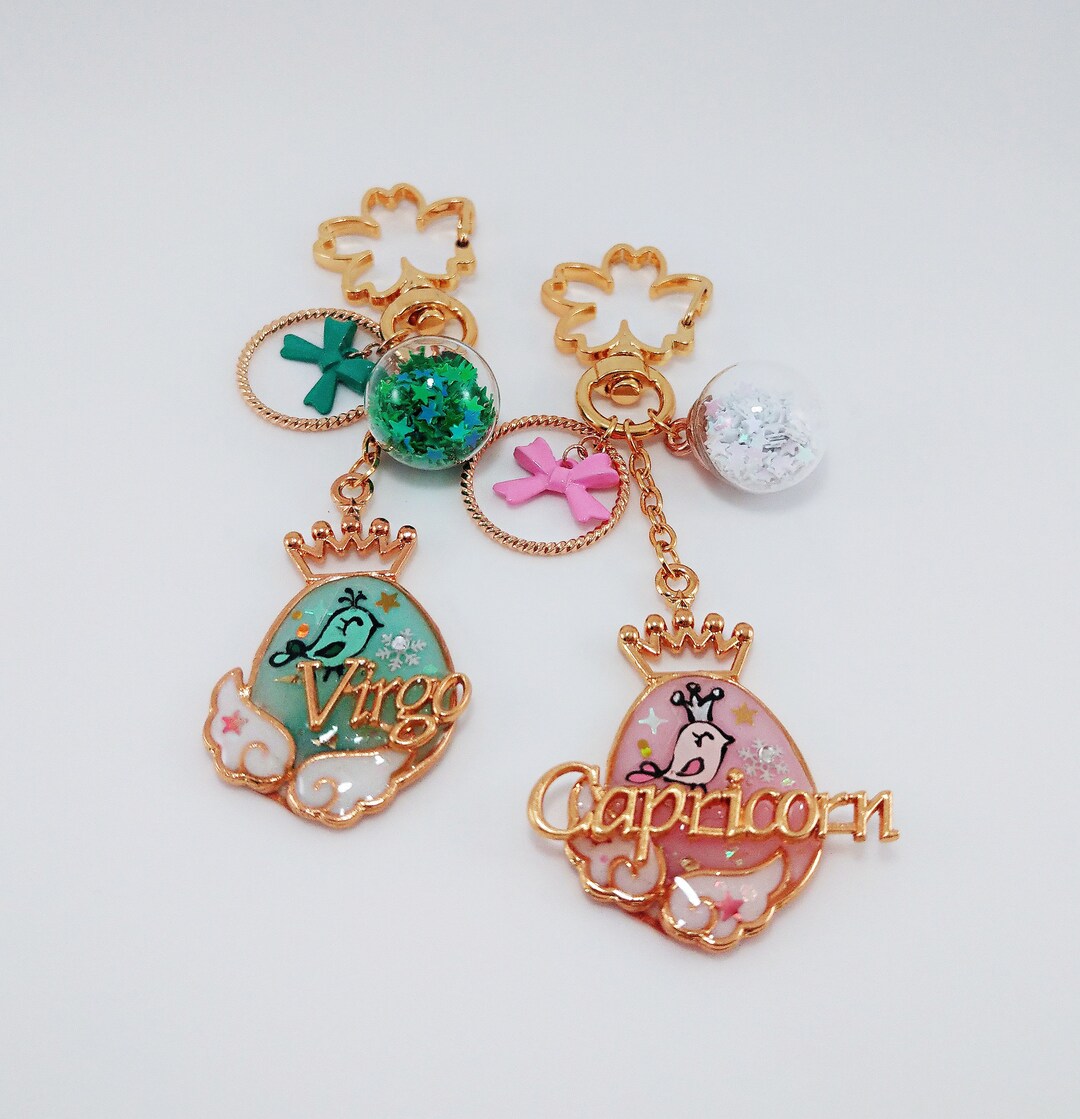 Gold Plated Zodiac Purse Charm UV Resin Zodiac Bag Charm UV Etsy