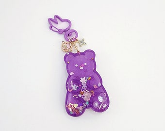 Purple Teddy Bear Shaker Charm, Teddy Bear Shaker Charm, Kawaii Bear Resin Purse Charm