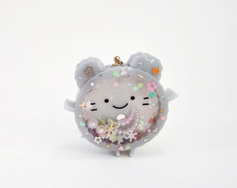 Dust Ball Shaker Charm, Kawaii Dust Ball Character Shaker Purse Charm, UV Resin Dust Ball Purse Charm