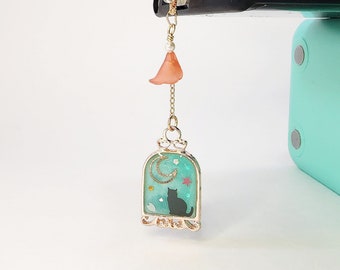 Bird Cage Cell Phone Charm, Cat Themed Dust Plug, UV Resin Cell Phone Charm, USB C Dust Plug, iPhone Dust Plug