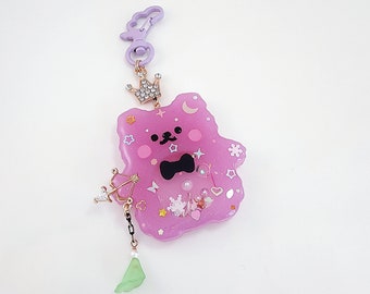 Purple Bear Shaker Charm, Bear Shaker Charm, Kawaii Bear Resin Purse Charm