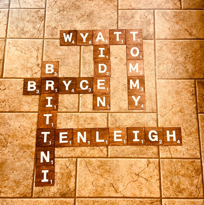 Scrabble Wall Tiles Wall Art Rustic Farmhouse Family Name Etsy