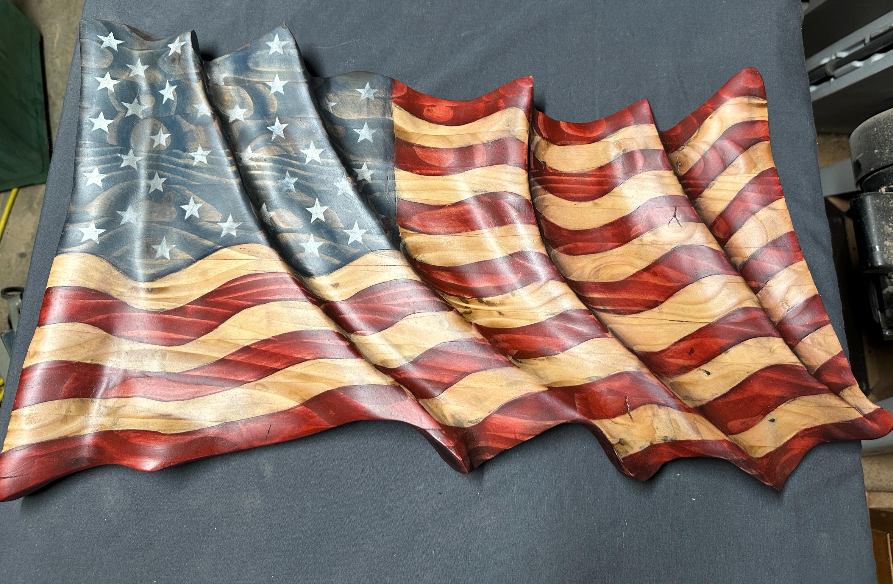 American carved wavy flag