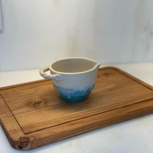 Cream and blue  Batter Bowl – Handmade Ceramic Mixing & Pouring Bowl.  READY TO SHIP.