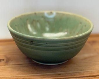Handmade Green Mixing or Serving  Bowl –  READY TO SHIP.